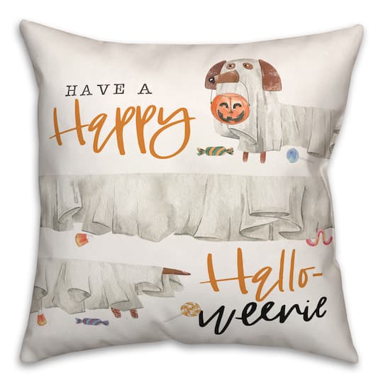 Have a Happy Halloweenie Throw Pillow